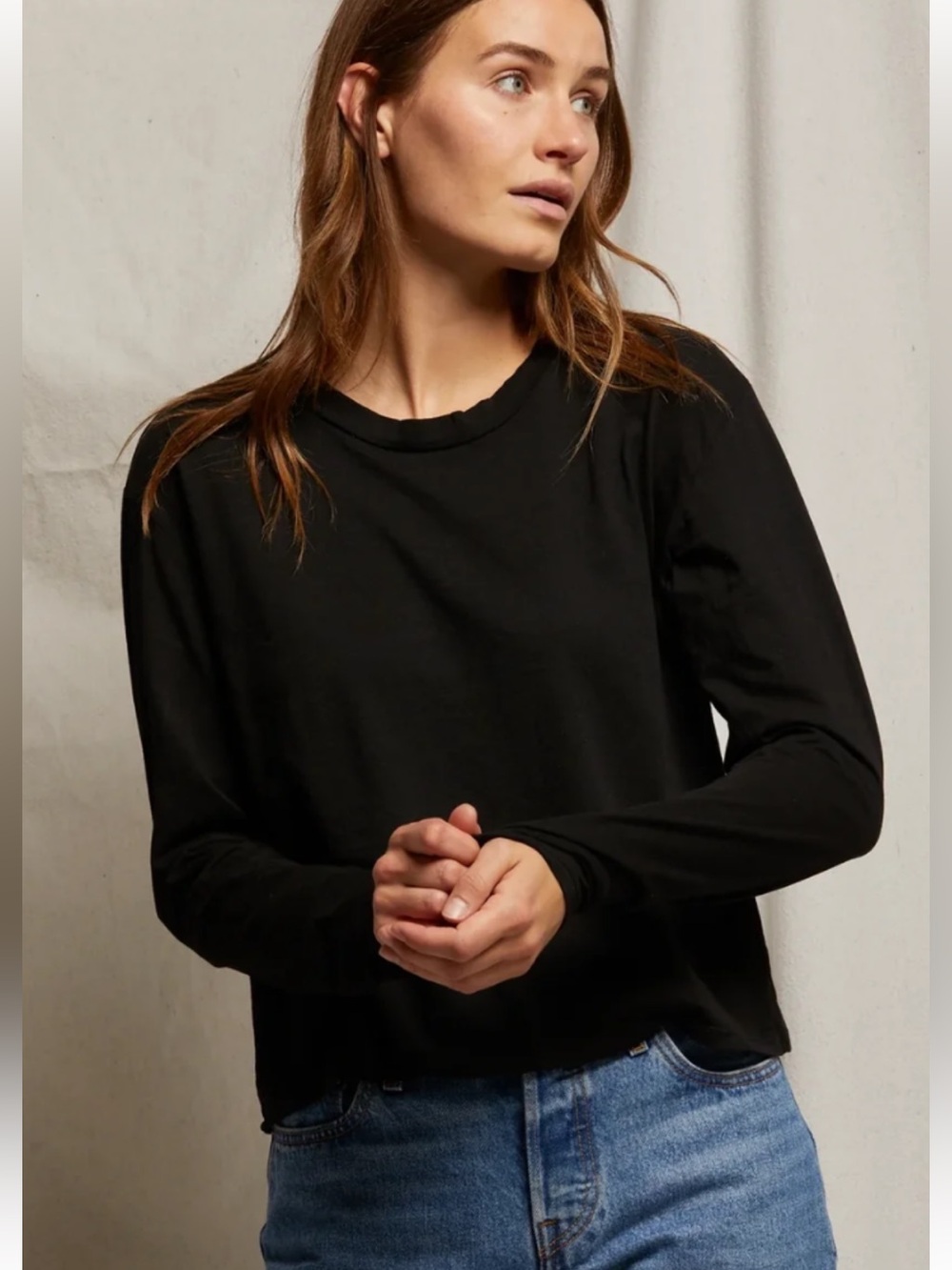 Perfect White Tee Axel Long-Sleeve Crew Tee Black size S